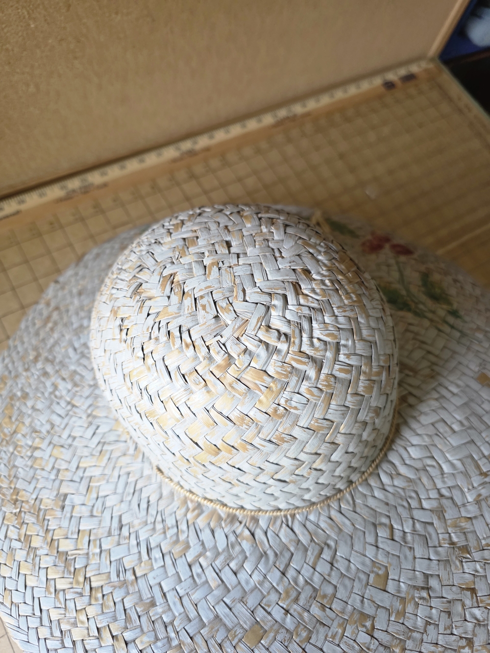 ABO Bravo NWT Hand‑Painted Straw Sun Hat Floral Wide Brim Boho Cottagecore - Picture 7 of 14
